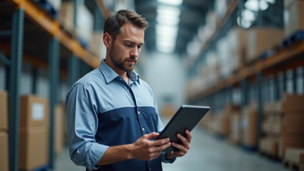 Responsable d'usine consultant des données mensuelles de confiance sur une tablette numérique dans un environnement de production