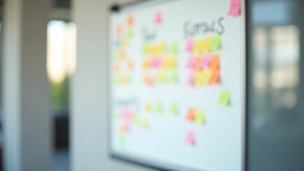 Tableau blanc avec notes colorées montrant les tendances de carnets de commandes et niveaux de stocks